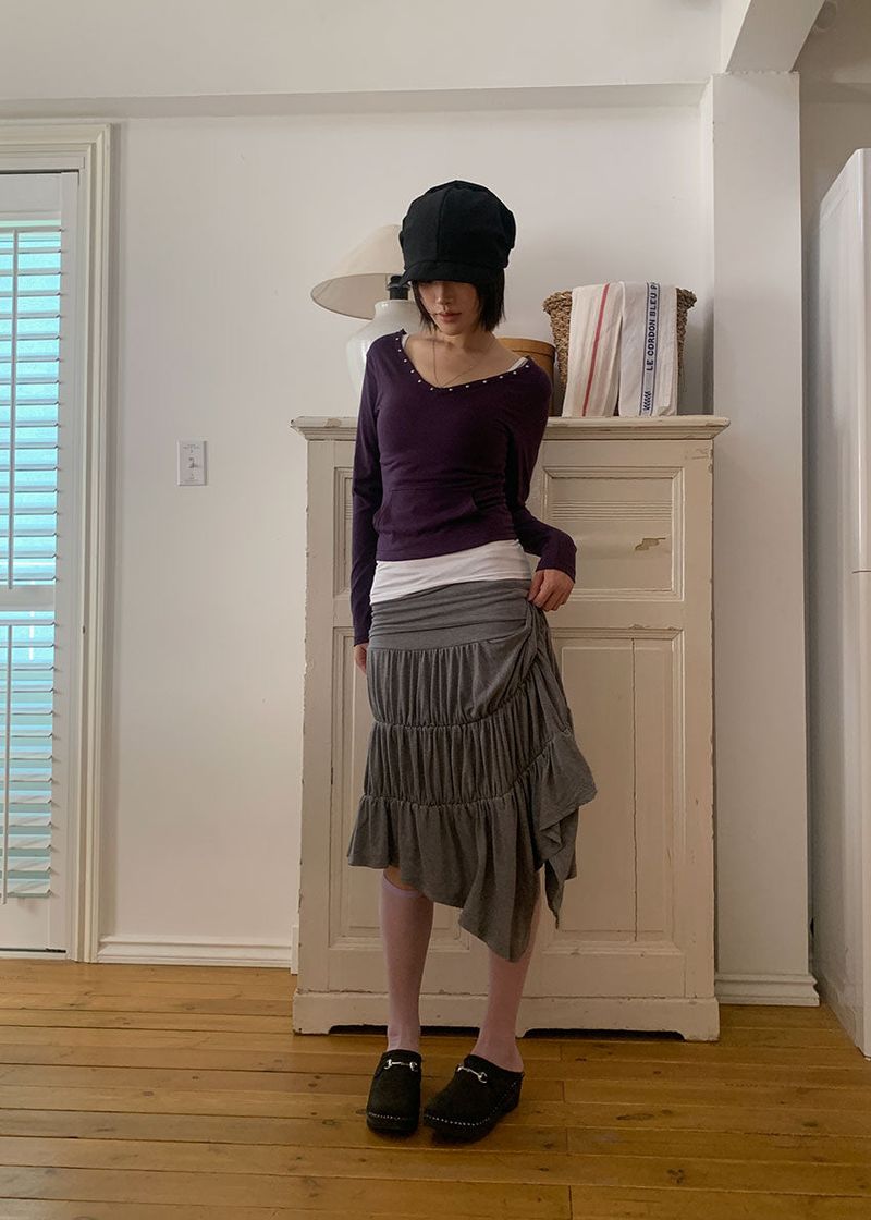 UNBAL WRINKLE SKIRT