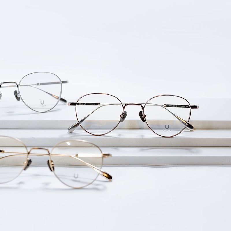 Knouun Round titanium glasses CODE. 102. C Brown N Silver