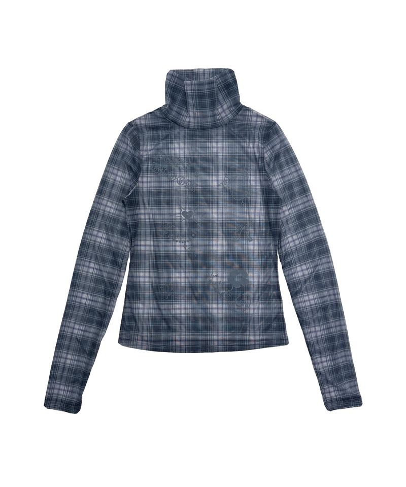 C SEE-THROUGH CHECK T-SHIRT_BLACK