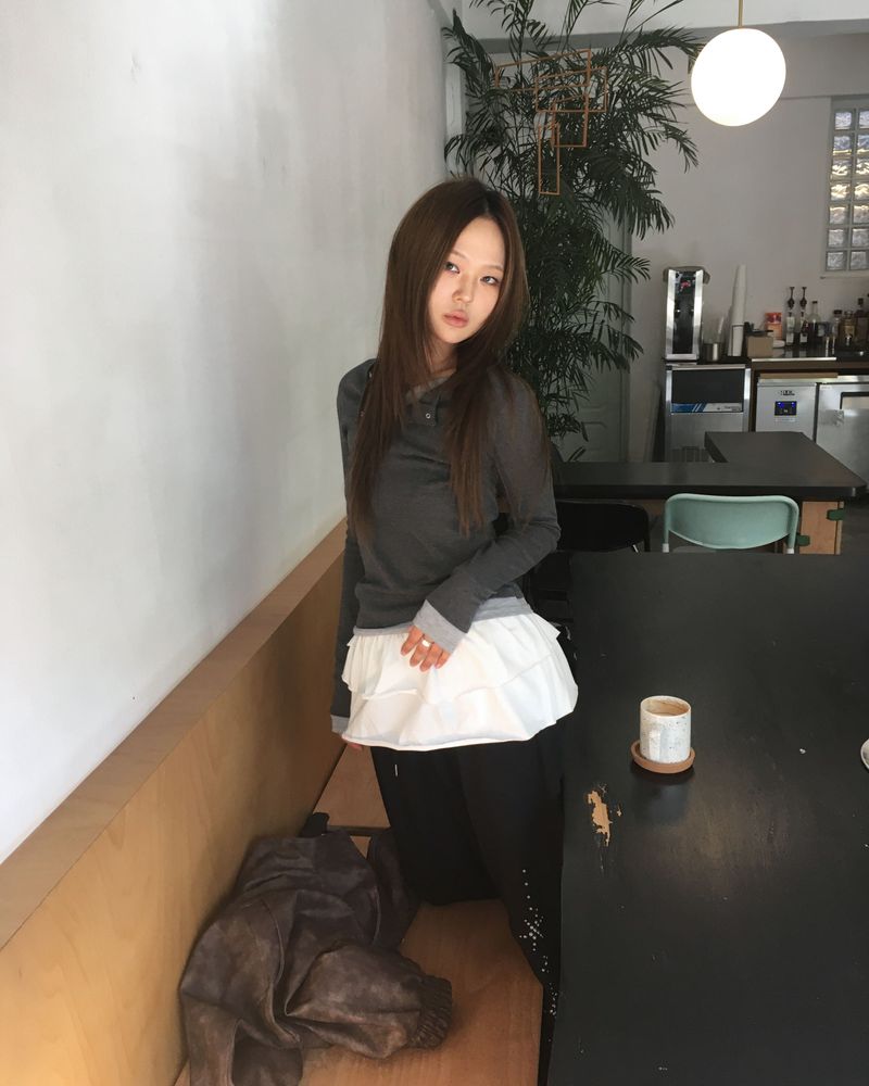 Shirring layered skirt