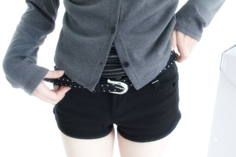 Black Spand Denim Shorts
