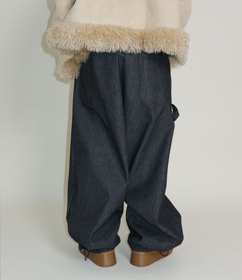 Terry Stripe Banding Carpenter Wide Denim Pants (for all four seasons)