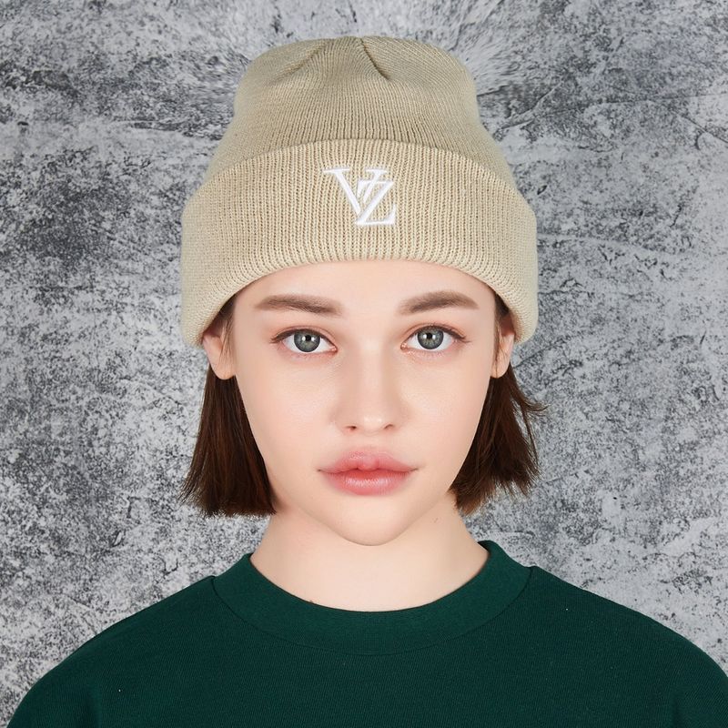 3D Monogram Beanie Beige