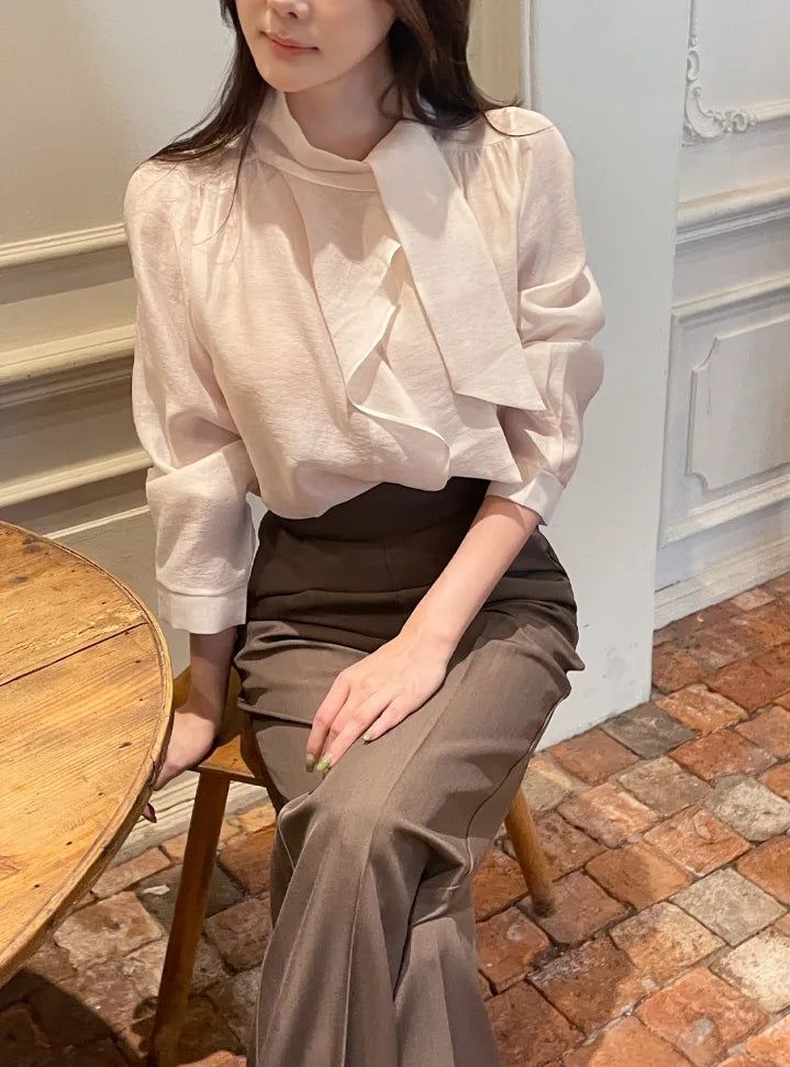 Bette High Waist Two-Button Pintuck Wide Slacks