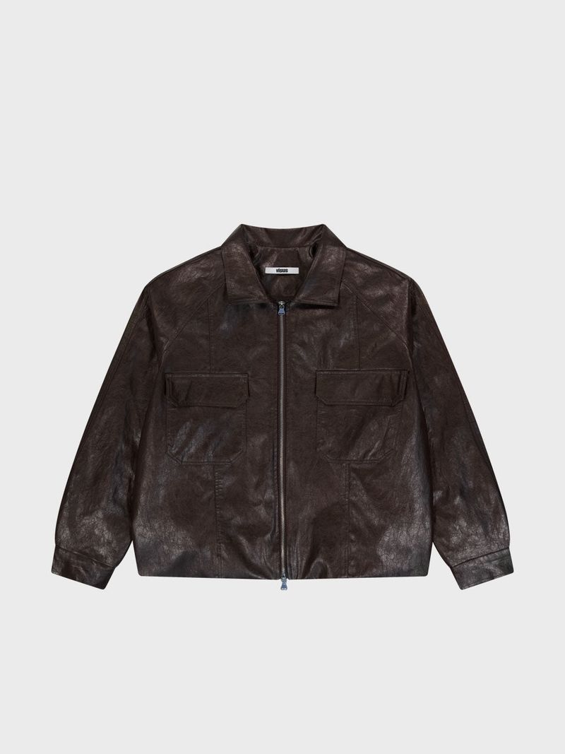 Eco Leather Bomber Jacket_Brown