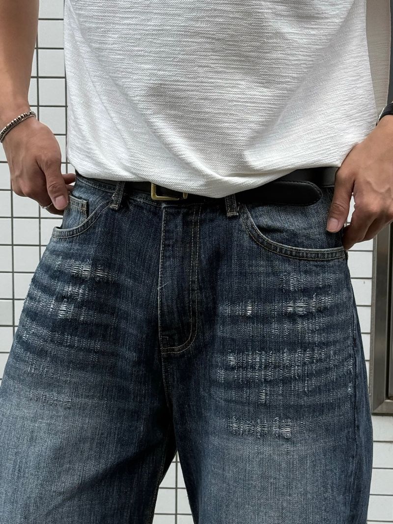 ダメージストレートデニムパンツ