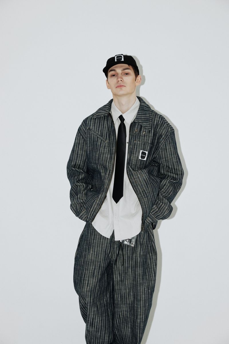 Herringbone Stripe Denim Jacket