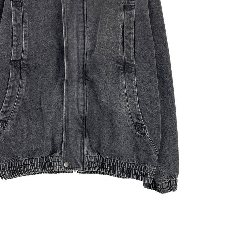 denim curved pocket jumper