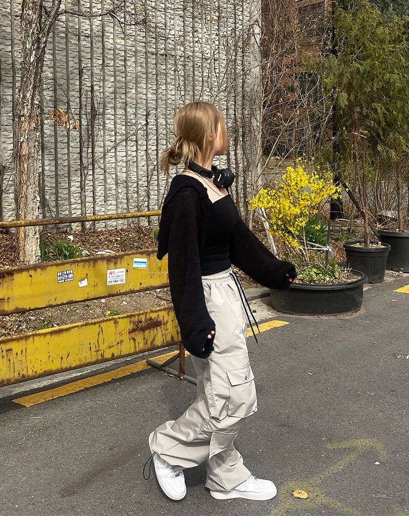 multi-pocket zipper string cargo pants