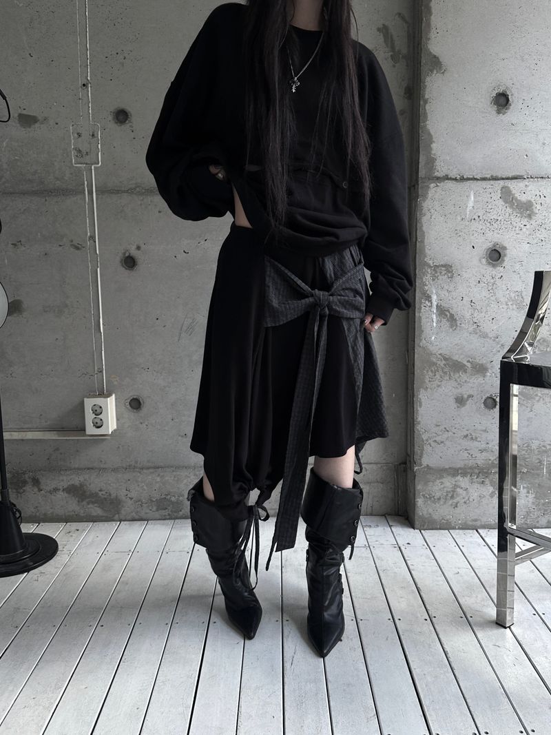 layered check wrap skirt (2color)