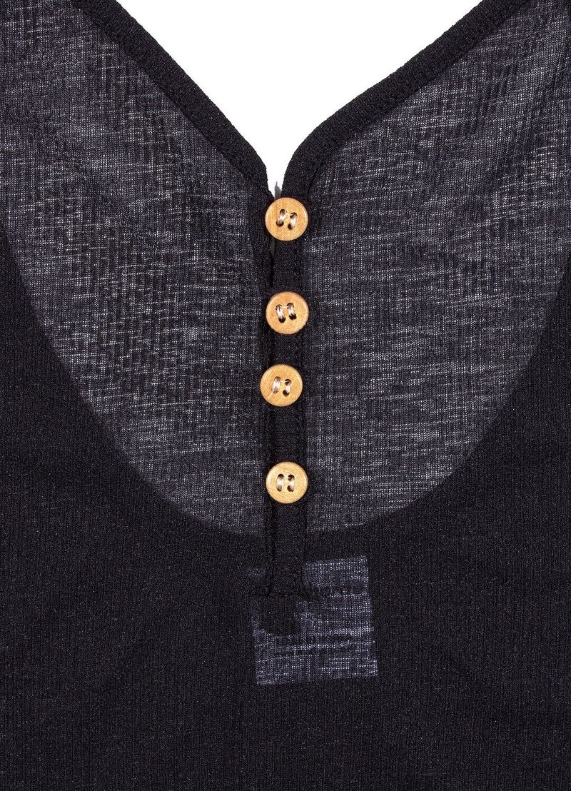 SEETHROUGH BUTTON SLEEVELESS_Black
