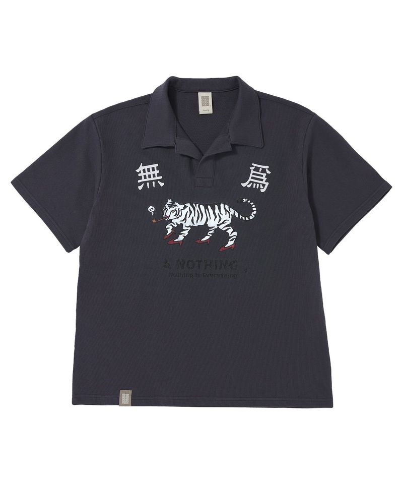 MU-WI PIN-KNIT 1/2 COLLAR-TEE (Charcoal)