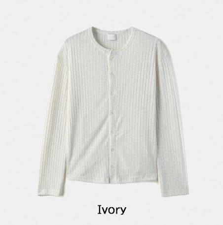 Rogen Ribbed Linen Button Cardigan