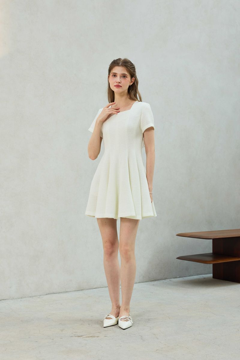 LANI TWEED DRESS / WHITE