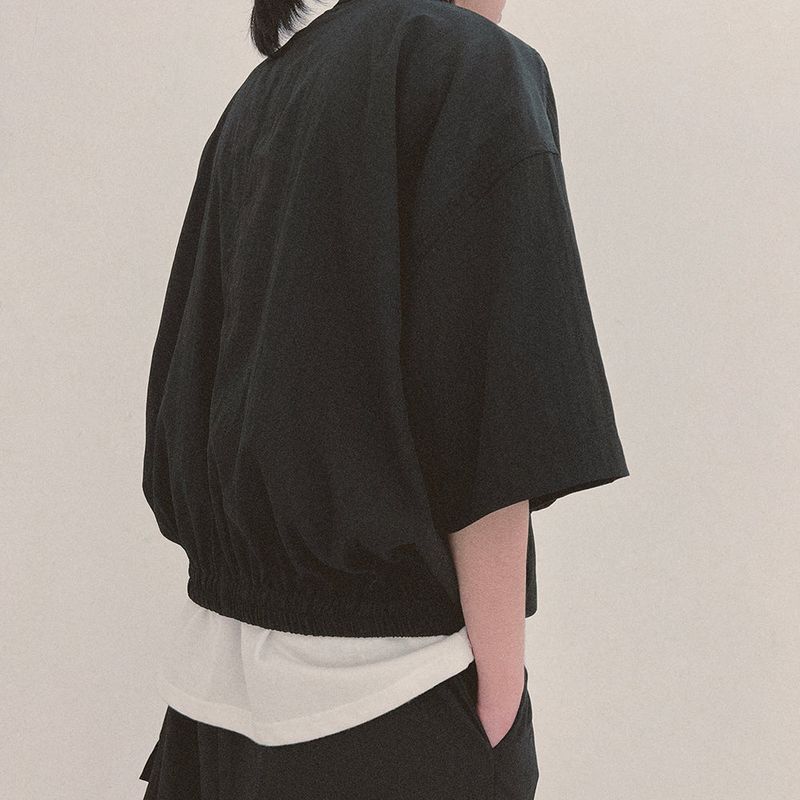 street shape shortsleeve zipup_black