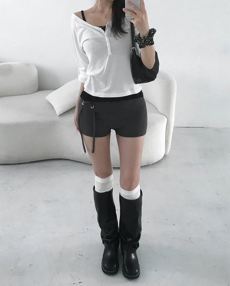 Folding Eyelet Micro Short Pants (2 colors)