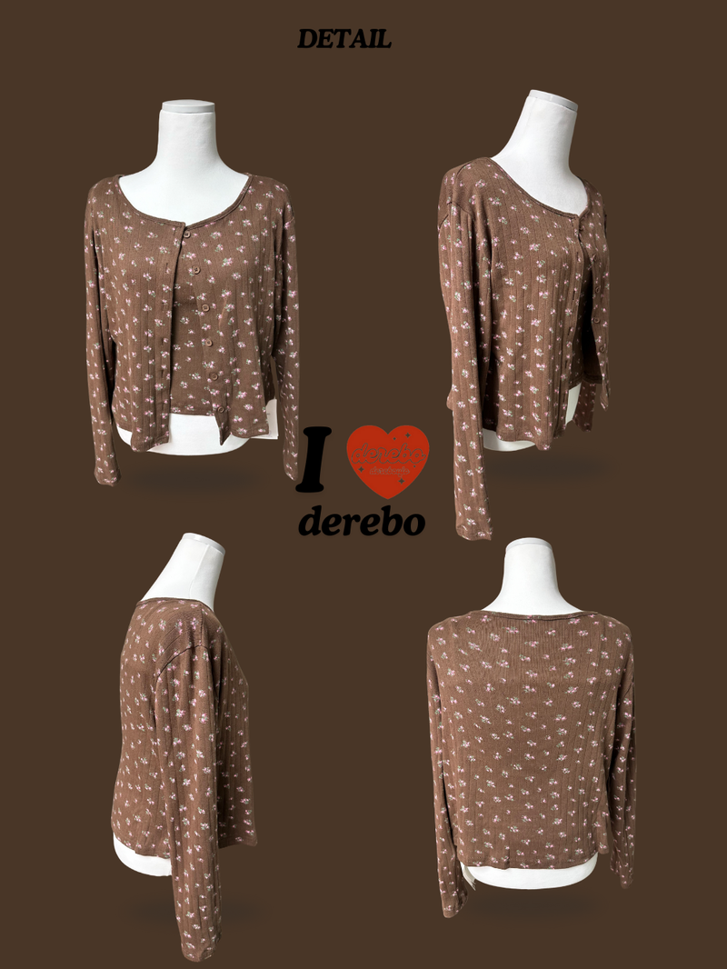 Lovely flower cardigan sleeveless two-piece set