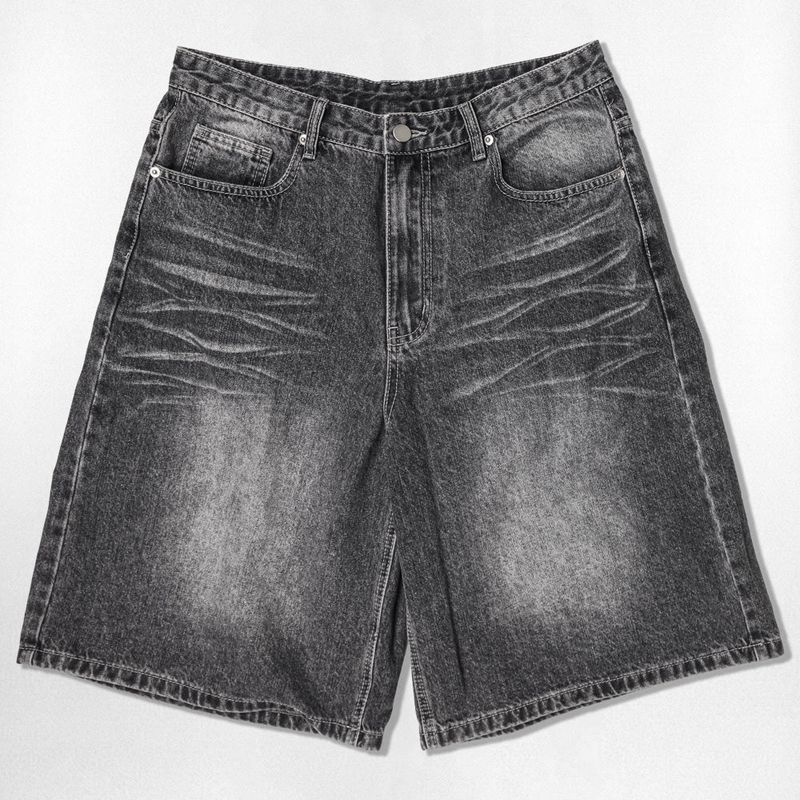 Basic Washing Bermuda Denim Pants - 2COLOR