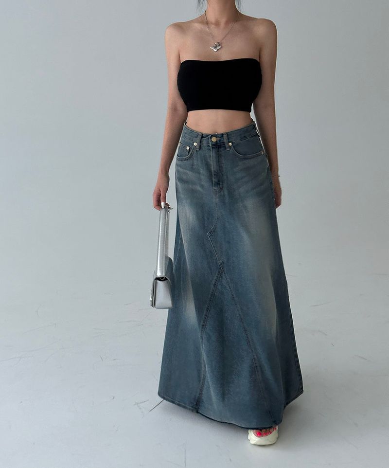Denim Maxi Long Skirt
