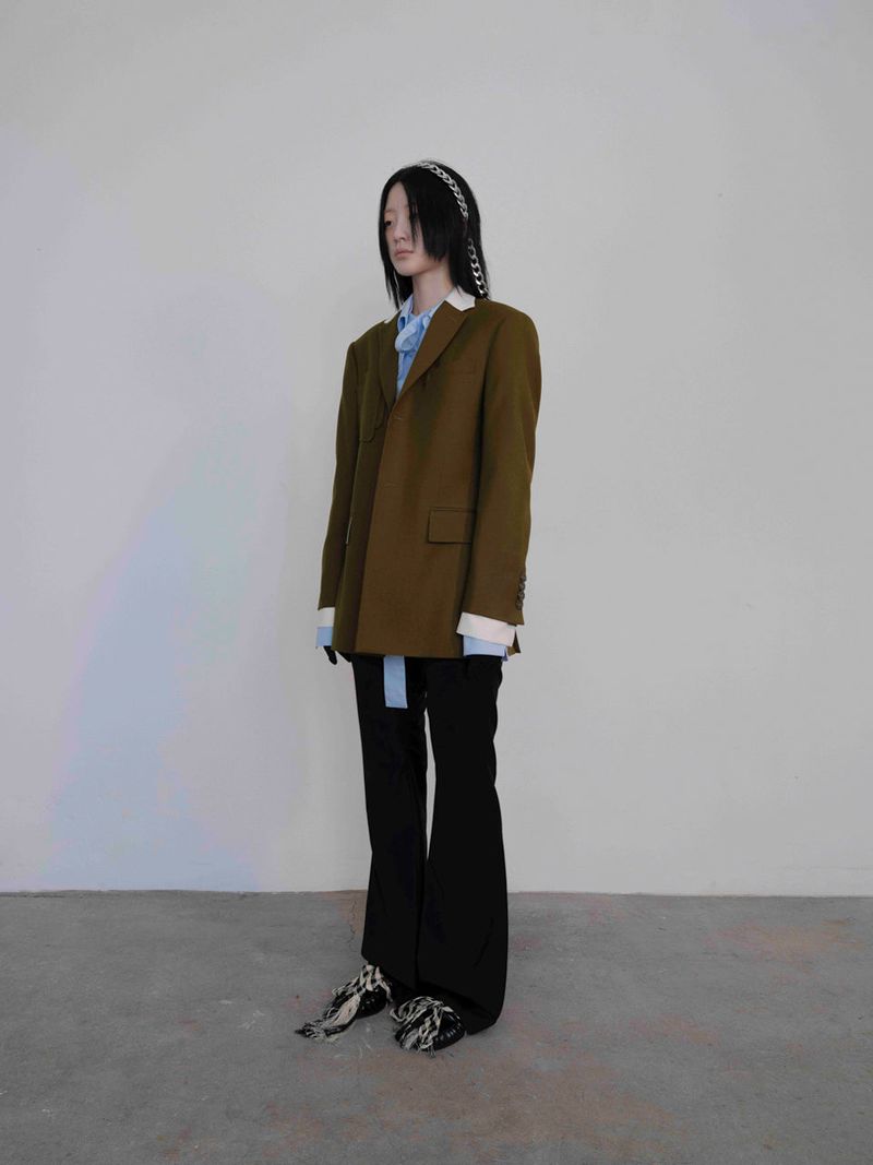 Olive Green Sleeve Layered Jacket