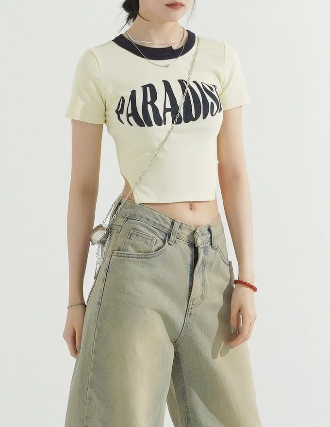Paradise Side Cutting Cropped T-Shirt