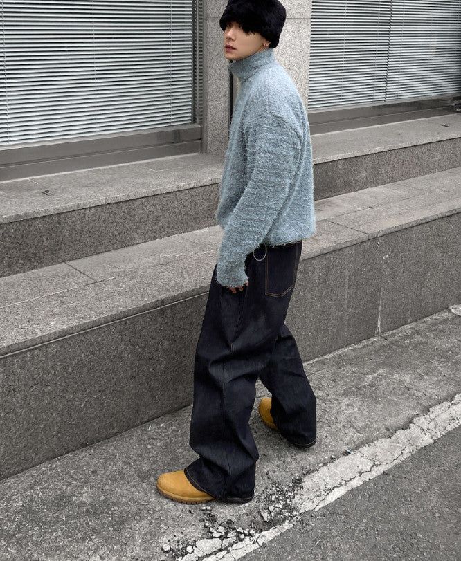 No.9254 untouched two tuck wide denim PT