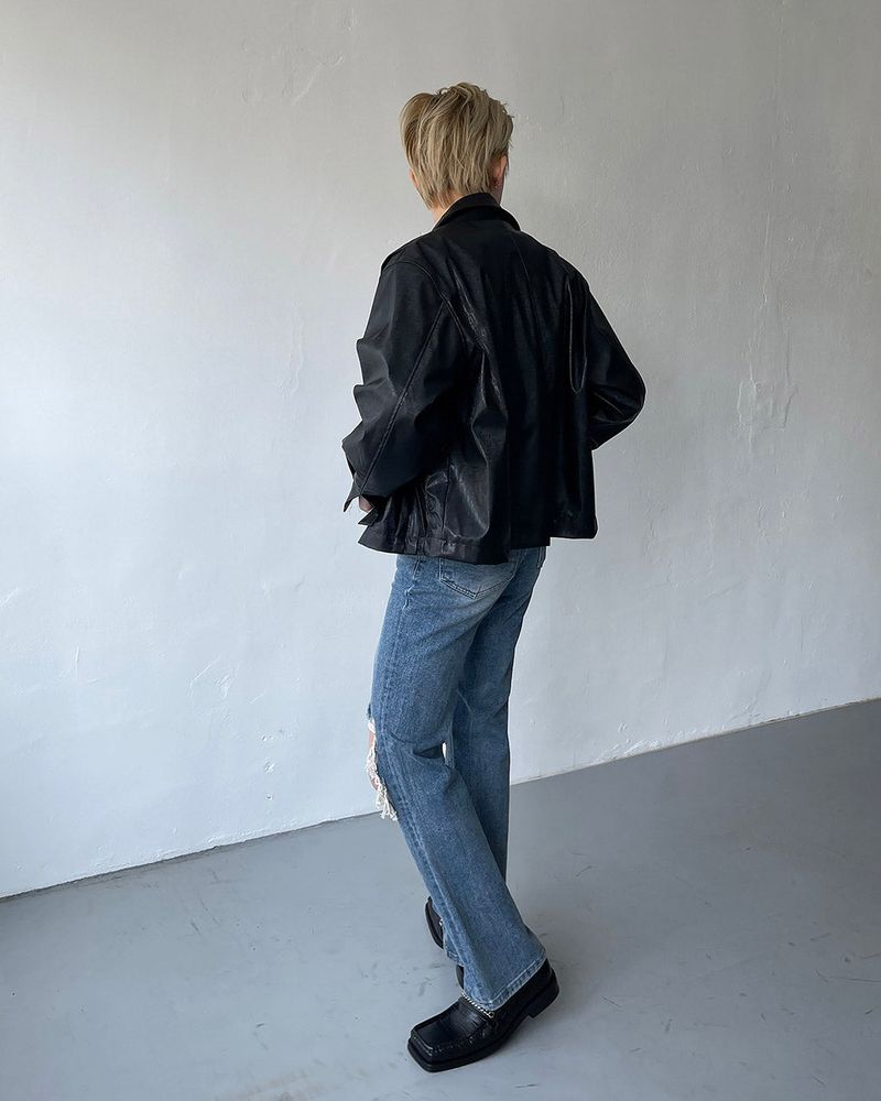 ENOC Square Winkle Leather Jacket (2 colors)