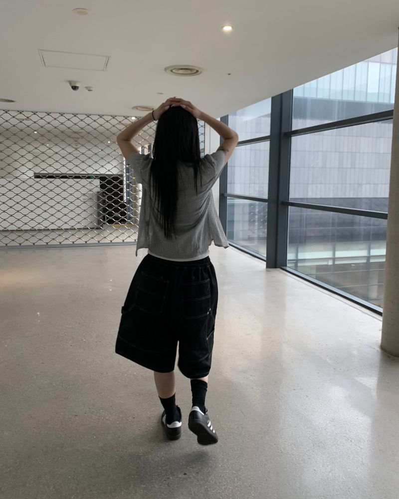 Stitch bermuda pants