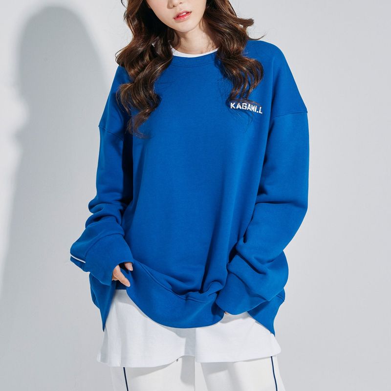 Oversize Back Line Sweat shirt Blue