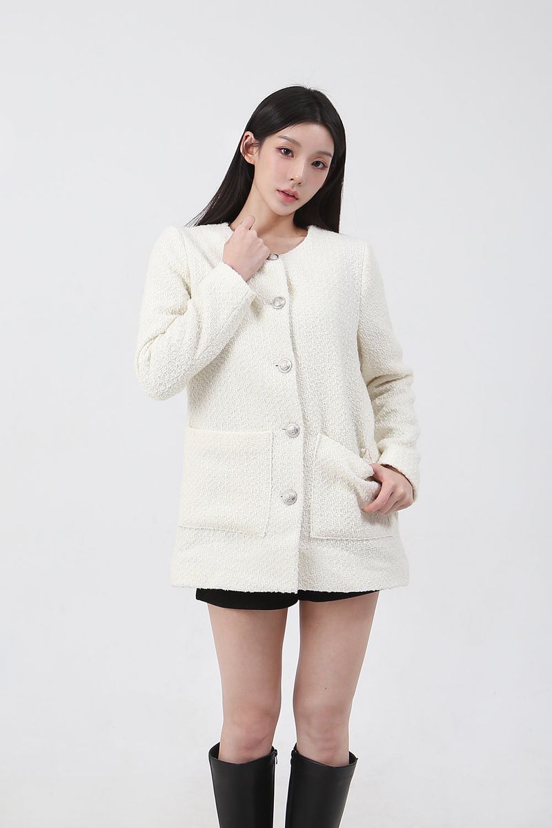 Classic Tweed Wool Belt Jacket