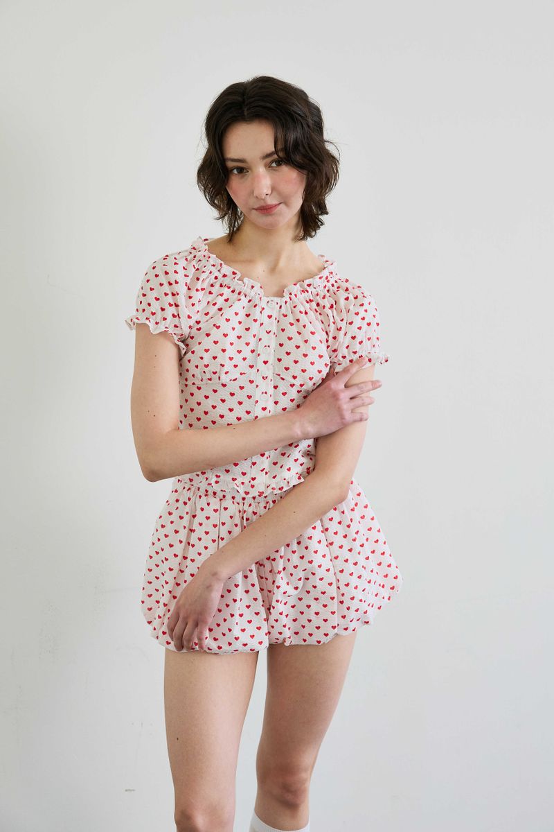 MINI HEART TWO WAY BLOUSE / WHITE