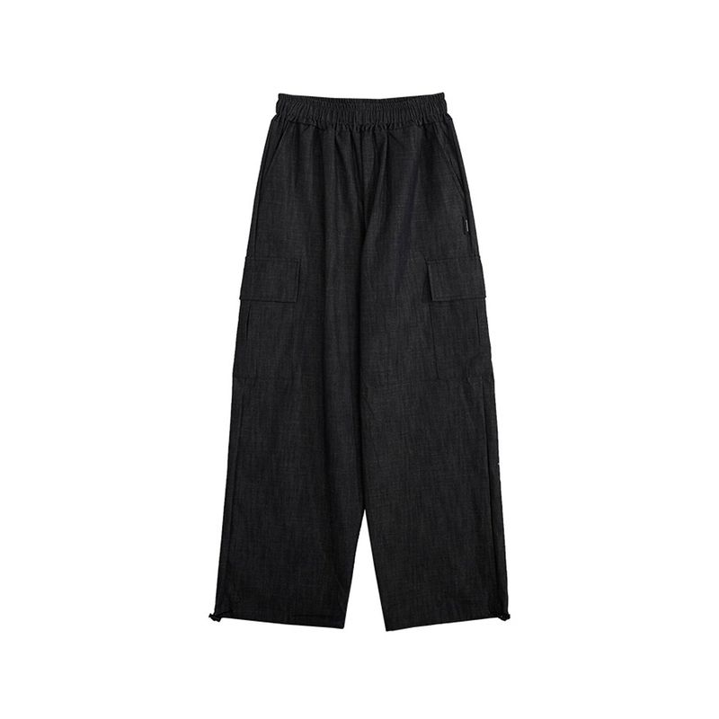 WIDE CARGO DENIM PANTS [BLACK]