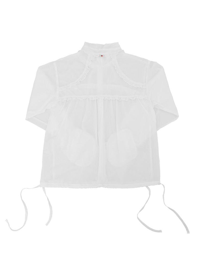 Sheer ruffle jacket / check white