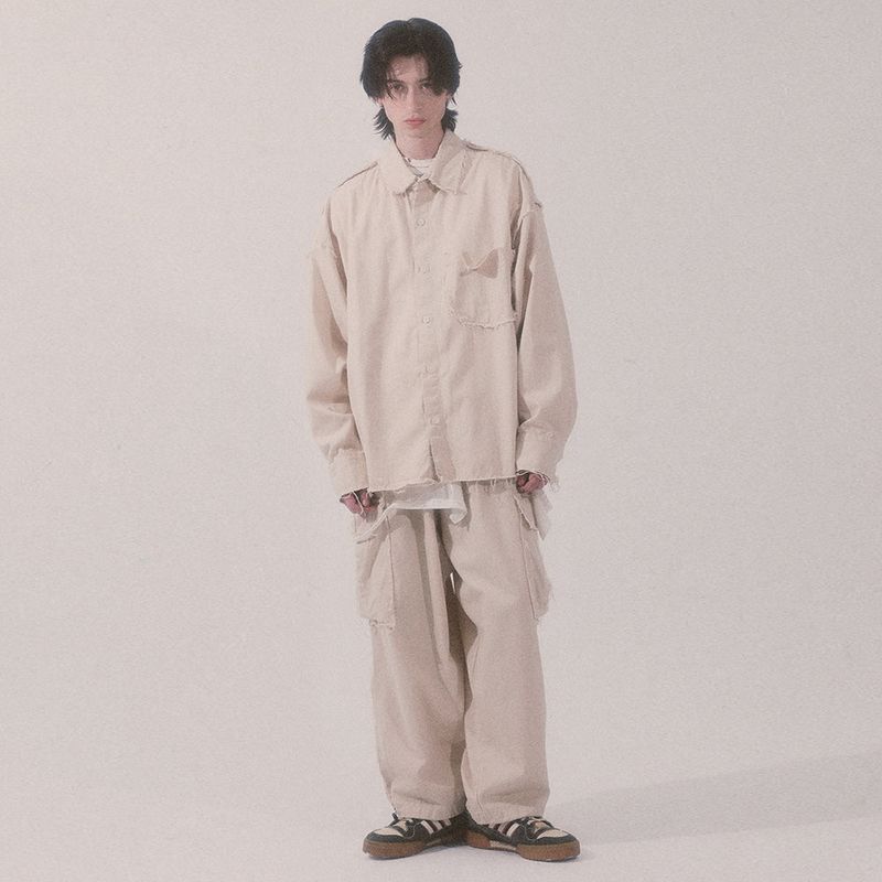 grunge plain shirt_lightbeige