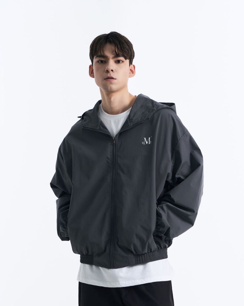 BACK ROUND WINDBREAKER (Black, Charcoal)