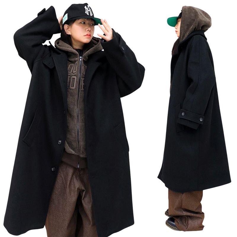 Oversized Wool Balmacaan Coat