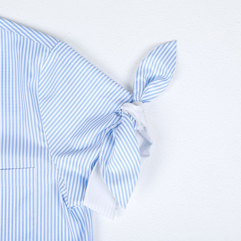Knot stripe half sleeve shirts (BLUE STRIPE)