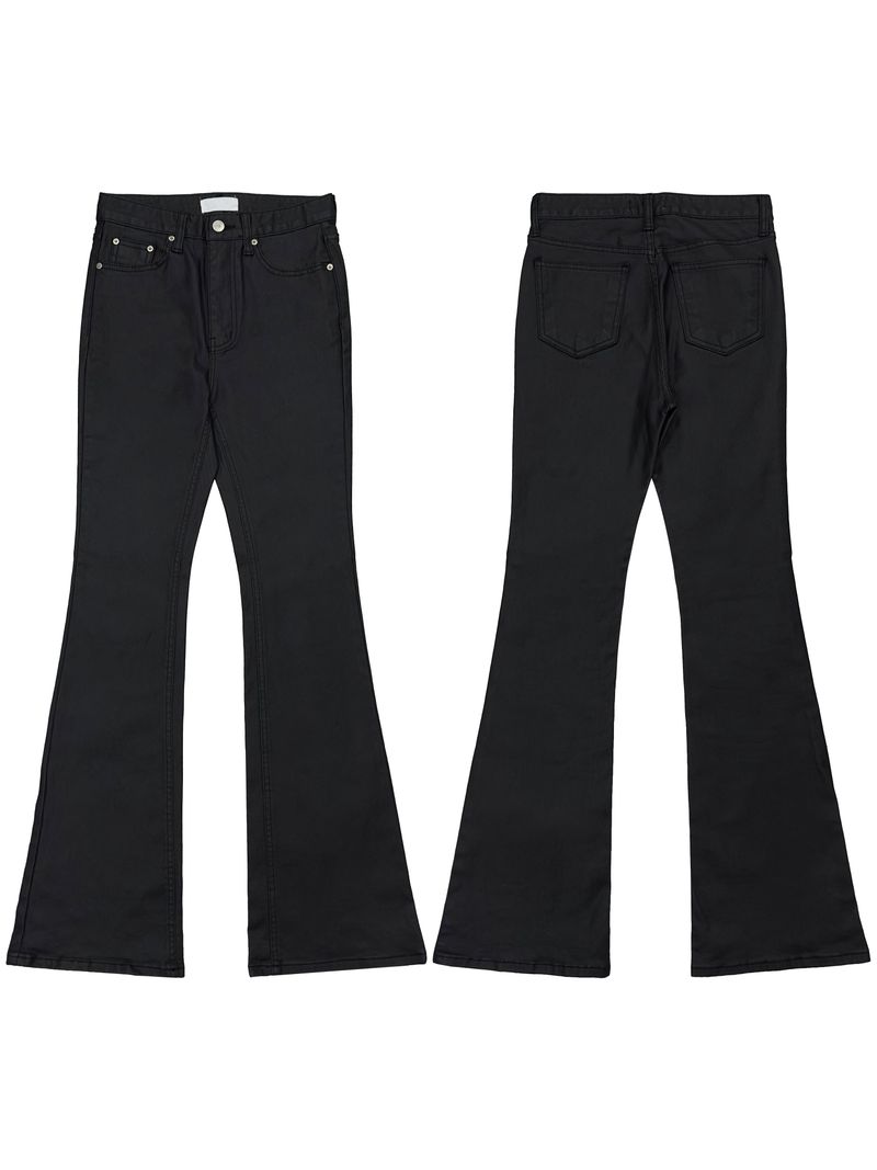 black coated bootcut pants