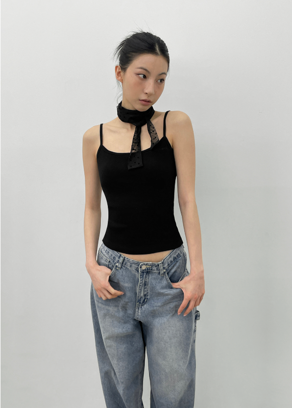 BLACKUP（ブラックアップ）の「[MADE] Easy Basic V-Neck Strap Sleeveless (Cap built-in)（Tops）」