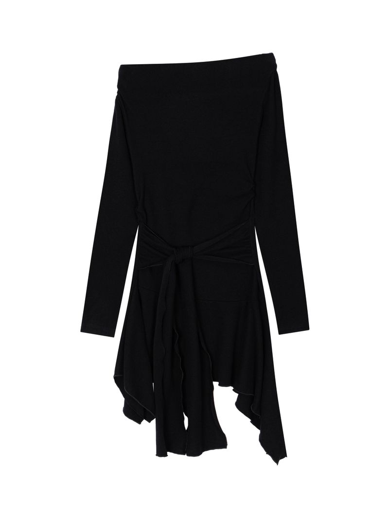 RUCHED BOAT LONG TEE(BLACK)