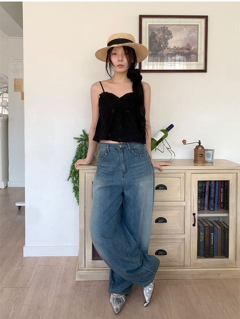 STUD BALLOON WIDE JEANS