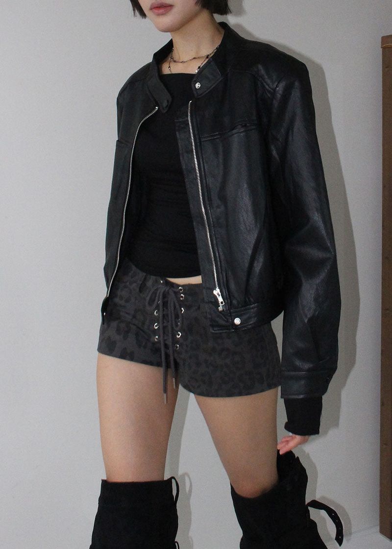 LEOPARD EYELET SHORTS