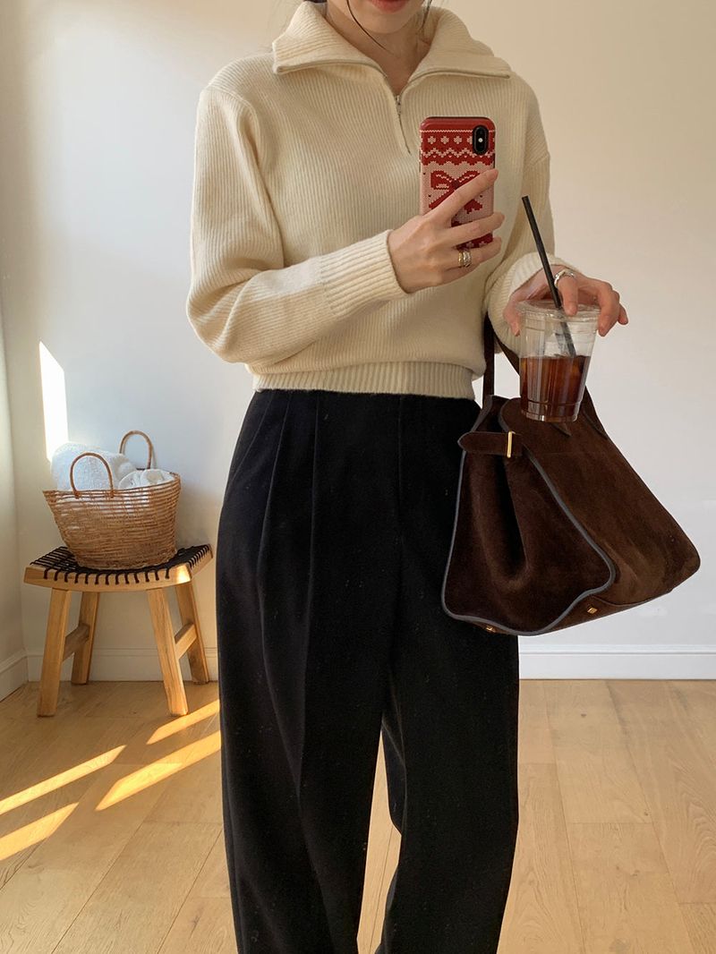 [MADE] [Wool Napping] Winter Warm Pintuck Wide Slacks