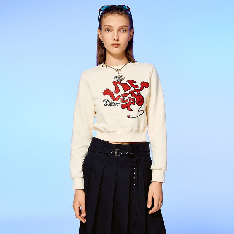 NCOVER（エンカバー）の「DEVIL HEAD LOGO CROP SWEATSHIRT-IVORY（Tops）」
