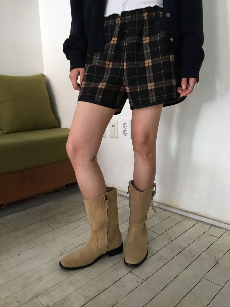Square toe buckle boots (3color)