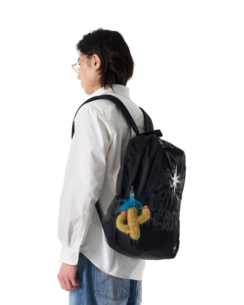 Printed Hidden Pocket Backpack (Black)