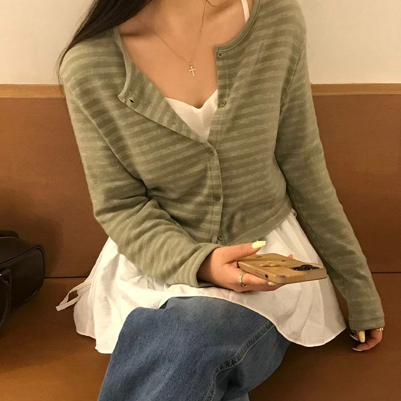 [MADE] Ghibli, striped cropped cardigan