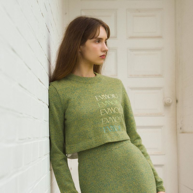 ALPACA EMBROIDERY CROP KNIT - MINT GREEN