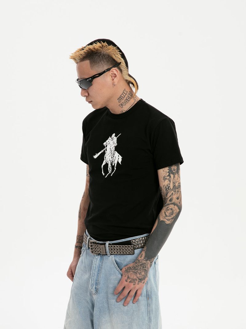 RTVG(RETROVEGAS) ガンユーホースライディングスポーツエラスティシティーTシャツ