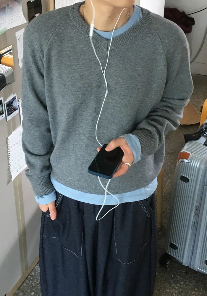 SEMIKAJI（セミカジ）の「NOクロップ Vネック ニット（トップス）」